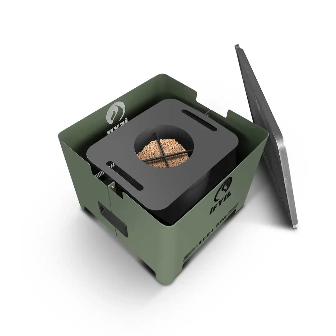 IFYIL VERA DÖKÜM IZGARALI PELET YAKITLI MANGAL BARBEKÜ YEŞİL + 2KG PELET HEDİYE